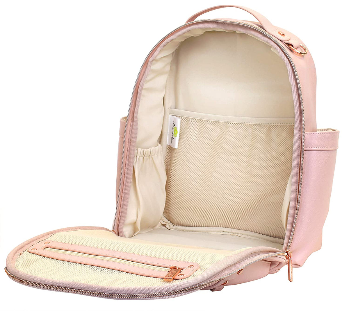 itzy ritzy mini backpack diaper bag stores a parent pocket with key leash Itzy Mini Plus Diaper Bag
