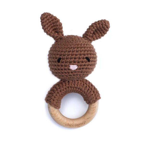Cheengoo Teething Rattle - Mocha Bunny