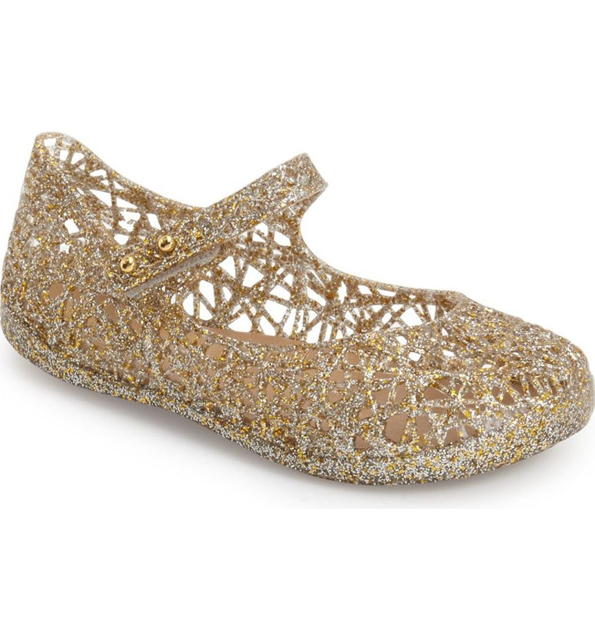 Mini Melissa Campana Zig Zag V Golden Glitter