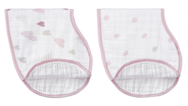 Aden and Anais 2-Pack Classic Burpy Bibs - Heart Breaker