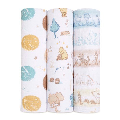 Aden and Anais Disney 3-Pack Cotton Muslin Swaddles - Winnie In The Woods