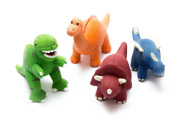 Best Year Natural Rubber Mini - Orange Diplodocus Bath Toy & Teether