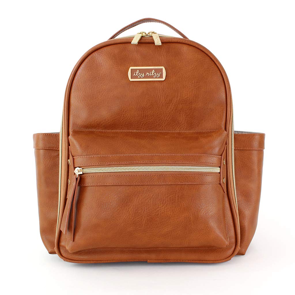 cognac faux leather backpack Itzy Ritzy Mini Diaper Bag Backpack – Cognac – Buttercup