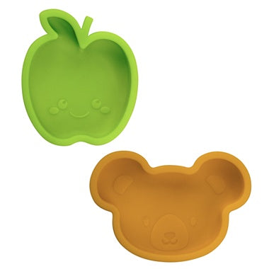 Kushies Silidip Silicone Mini Bowl - Green Apple / Orange Bear