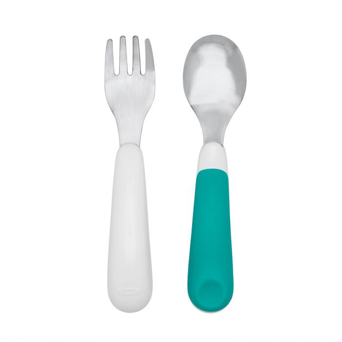 OXO On-The-Go Fork and Spoon Set with Travel Case - Teal