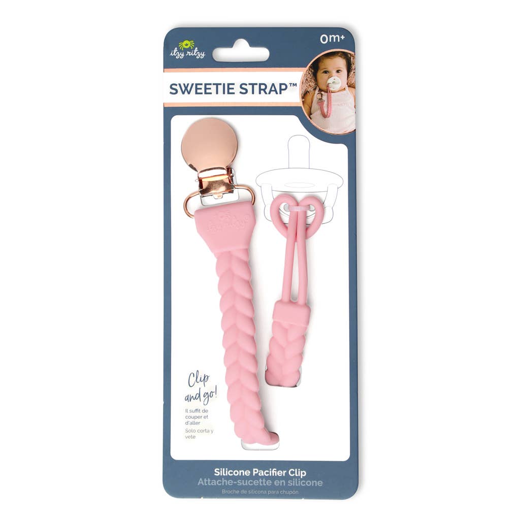 Itzy Ritzy Sweetie Strap Pacifier Clip - Pink / Rose Gold