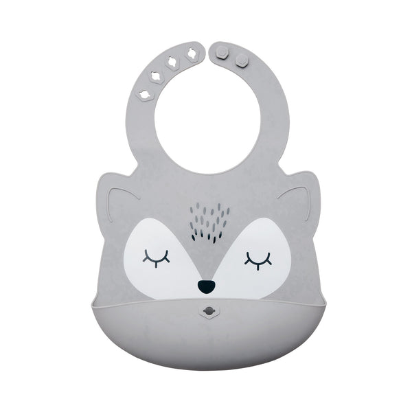 Tiny Twinkle Silicone Roll Up Bib - Grey Fox