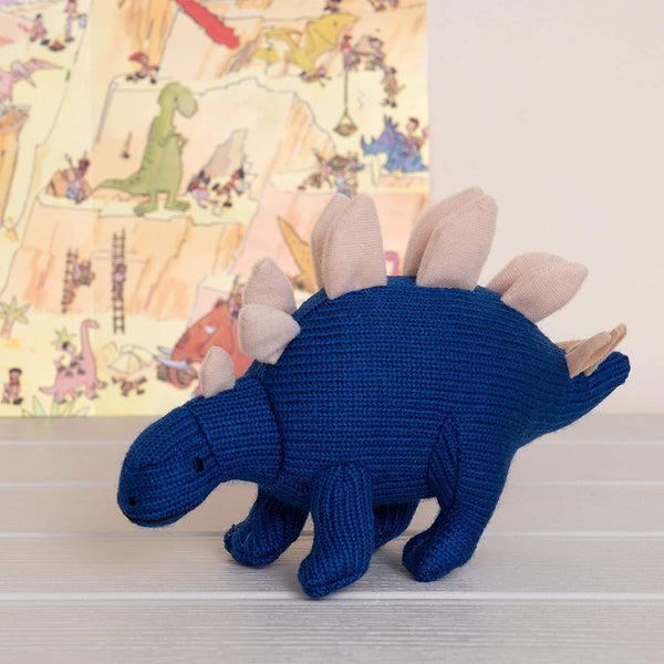 Best Years Knitted Blue Stegosaurus Dinosaur Plush Toy
