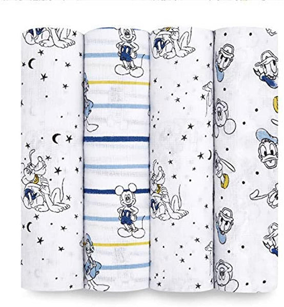 Aden and Anais Disney 4-Pack Cotton Muslin Swaddles - Mickey Stargazer