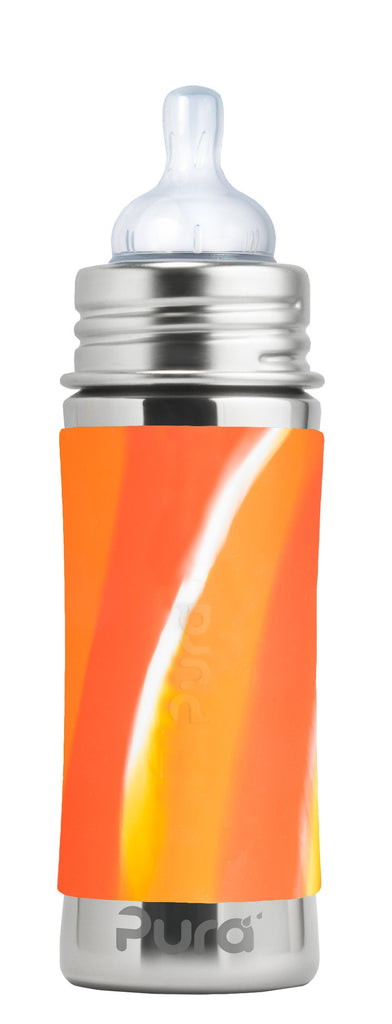 Pura Kiki Infant Bottle - Orange Swirl Sleeve / 11oz