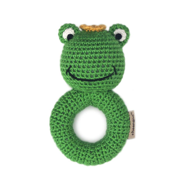 Frog Prince Ring Hand Crocheted Rattle