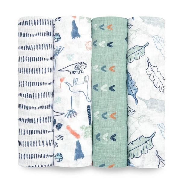 Aden and Anais 4-Pack Classic Swaddles - Dinotime