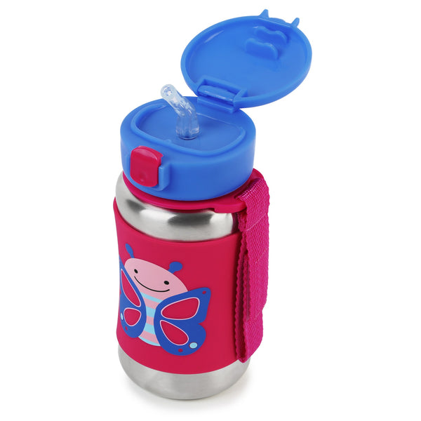 Skip Hop Zoo Stainless Steel Straw Bottle - Butterfly