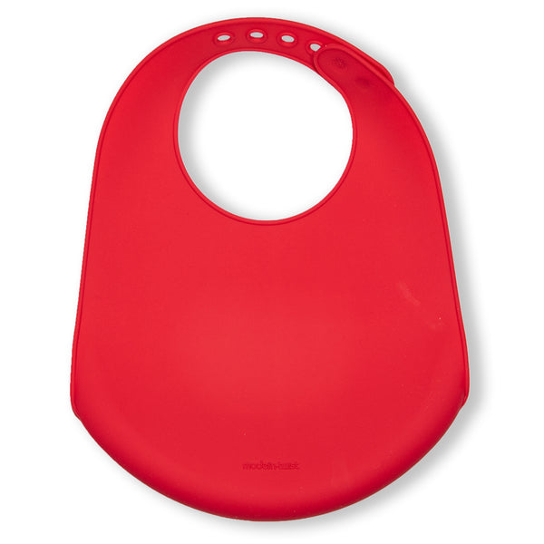 Modern Twist Silicone Catch Bib - Monkey Business / Apple Red