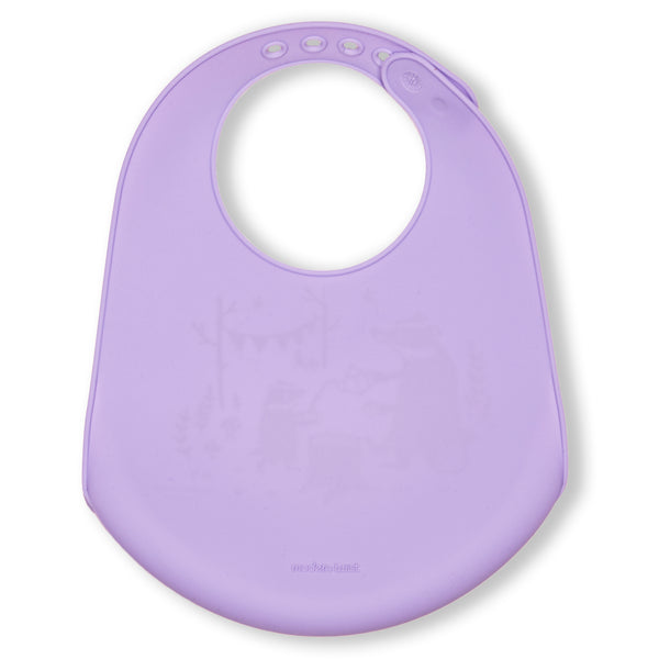 Modern Twist Silicone Catch Bib - Badger Family / Lavender