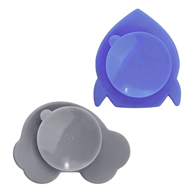 Kushies Silidip Silicone Mini Bowl - Grey Car / Blue Rocket
