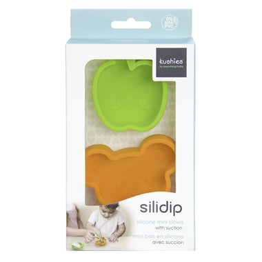 Kushies Silidip Silicone Mini Bowl - Green Apple / Orange Bear