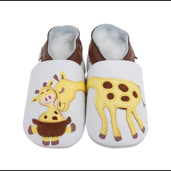 Lait Et Miel Baby Leather Slipper Giraffe