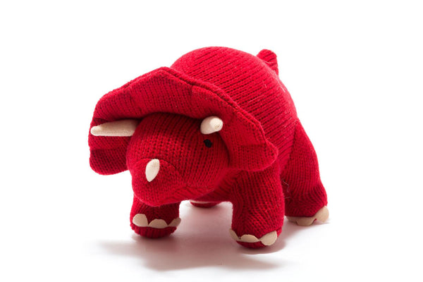 Best Years Knitted Triceratops Toy - Red