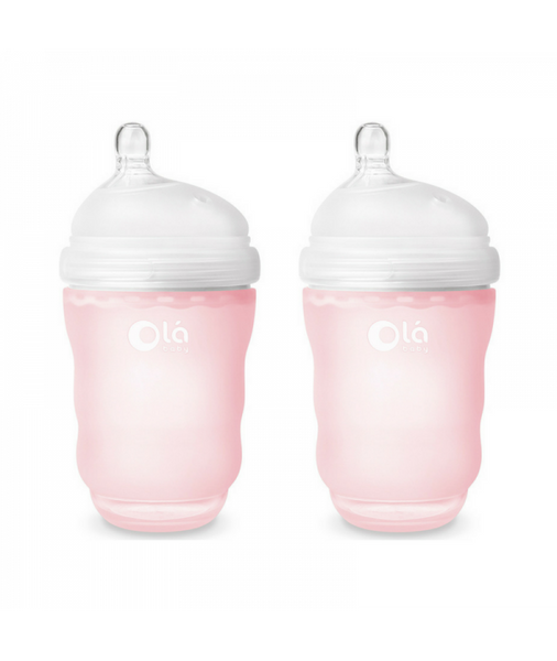 Olababy Silicone Bottle 8oz - Rose Pink / 2 pack