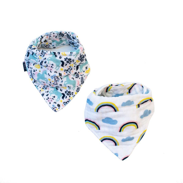 Bebe Au Lait Bandana Bibs - 2pk / Unicorn + Rainbow