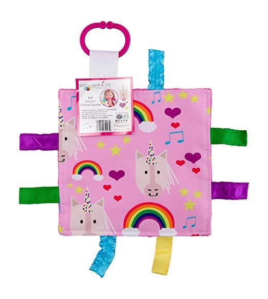 Baby Jack Unicorn Hearts Crinkle Tag Square