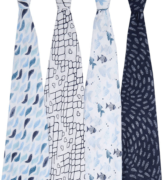 Aden and Anais 4-Pack Classic Swaddles - Gone Fishing