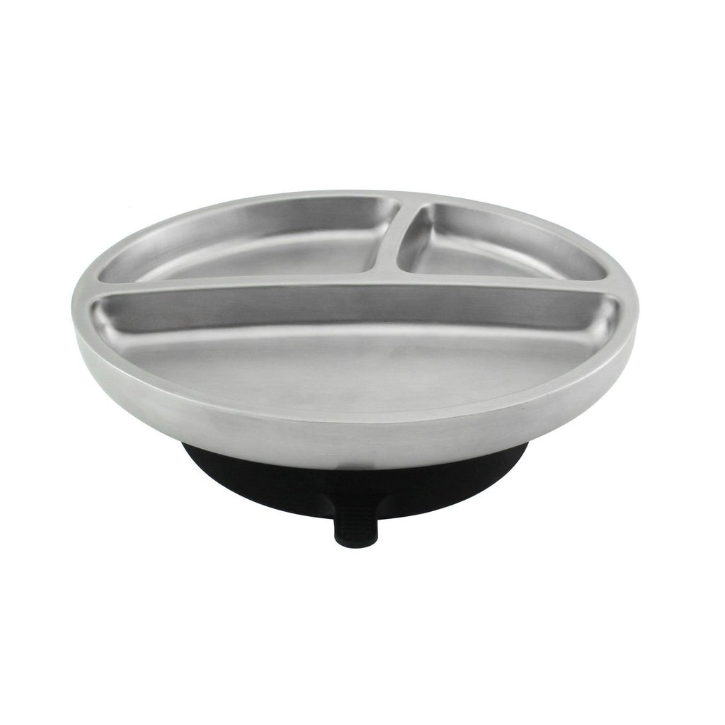 Avanchy Stainless Steel Suction Toddler Plate - Black
