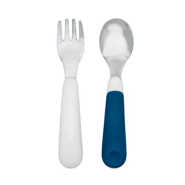 OXO On-The-Go Fork and Spoon Set with Travel Case - Navy