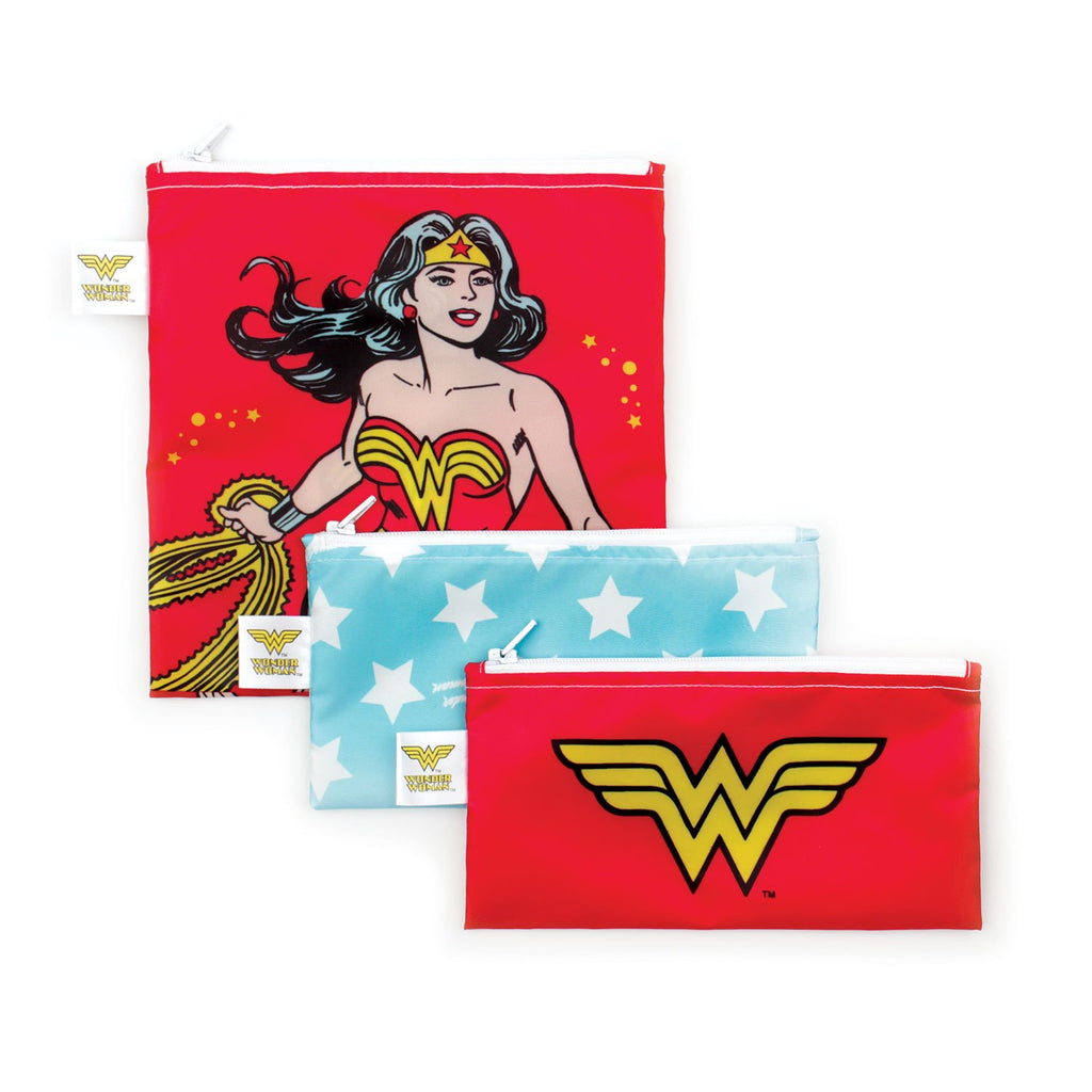 Bumkins Reusable Snack Bags - Wonder Woman 3 Pack
