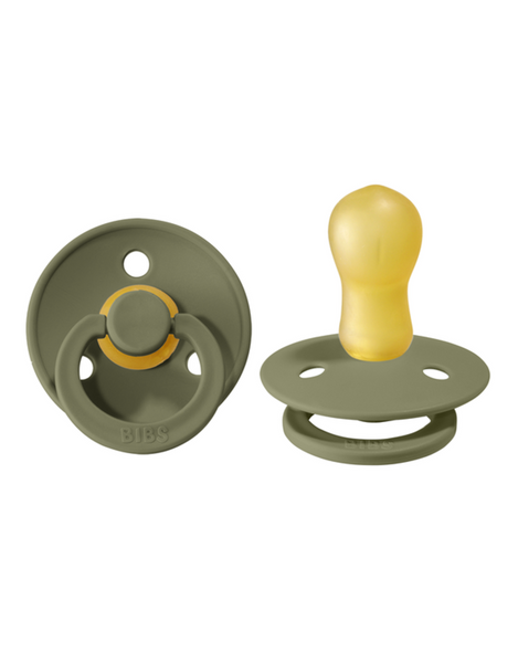 BIBS Baby Pacifier | BPA-Free Natural Rubber | Made in Denmark | Olive 2-Pack