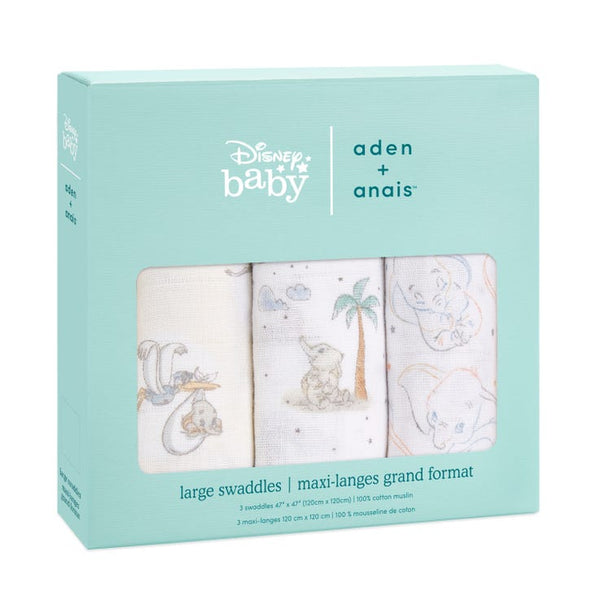 Aden and Anais Disney 3-Pack Cotton Muslin Swaddles - Dumbo