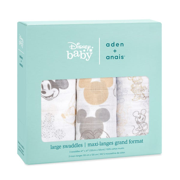 Aden and Anais Disney 3-Pack Cotton Muslin Swaddles - Mickey & Minnie