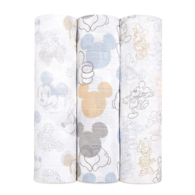 Aden and Anais Disney 3-Pack Cotton Muslin Swaddles - Mickey & Minnie