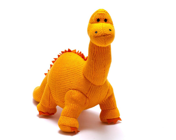 Best Years Knitted Orange Diplodocus Dinosaur Plush Toy