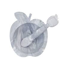 Kushies Silibowl & Spoon Set - Marble Grey