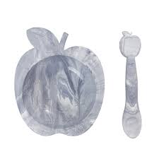 Kushies Silibowl & Spoon Set - Marble Grey