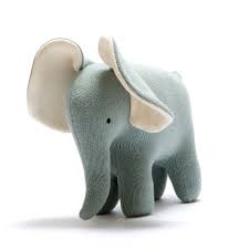 Best Years Large Organic Cotton Teal Elephant Soft Toy