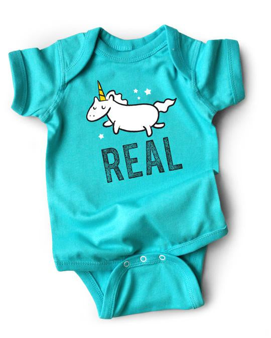 Wry Baby Snap Suit Onesie - Unicorns  are  Real / 6-12 Months