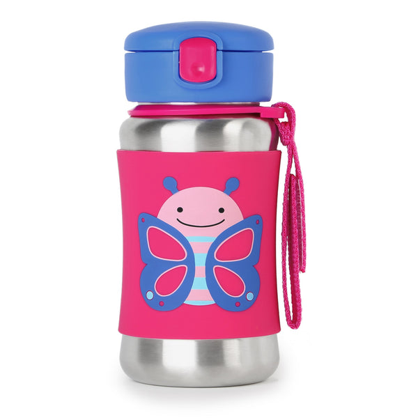 Skip Hop Zoo Stainless Steel Straw Bottle - Butterfly