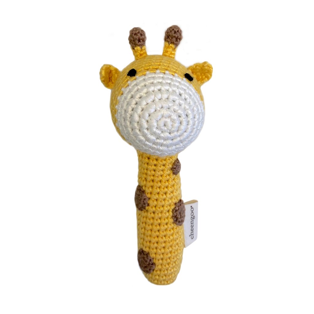 Cheengoo Stick Hand Crocheted Rattle - Giraffe