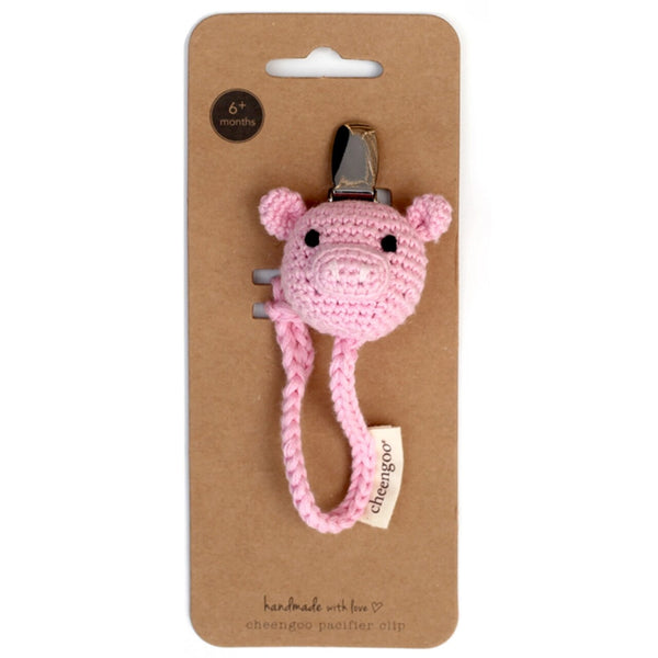Cheengoo Crocheted Pacifier Clip - Pig