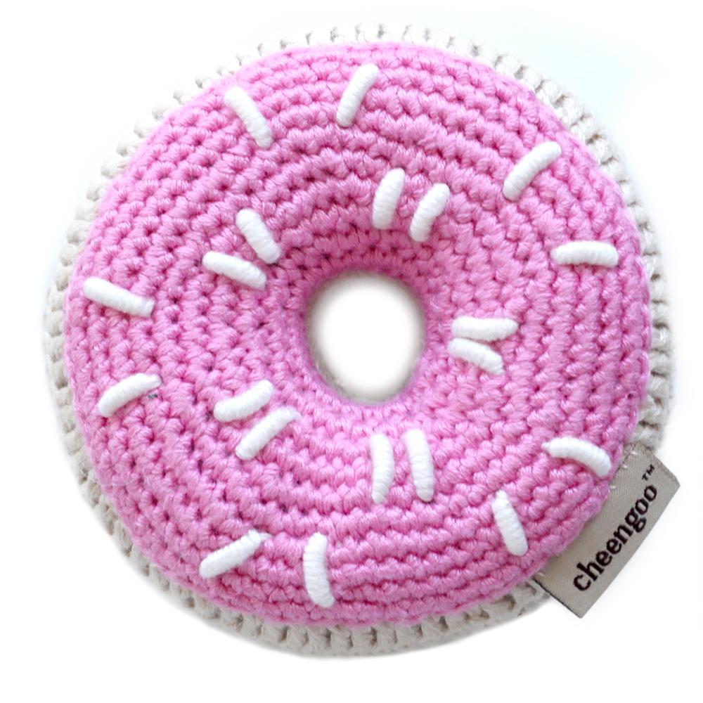Cheengoo Hand Crocheted Rattle - Pink Donut