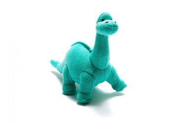 Best Years Knitted Large Diplodocus Dinosaur Plush Toy in Ice Blue