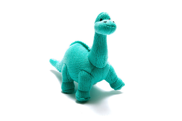 Best Years Blue Diplodocus Knitted Baby Rattle