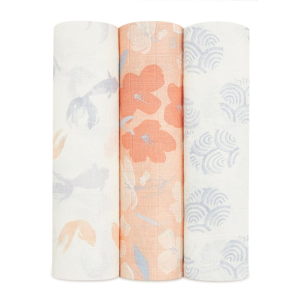 Aden and Anais 3-Pack Silky Soft Swaddles - Koi Pond